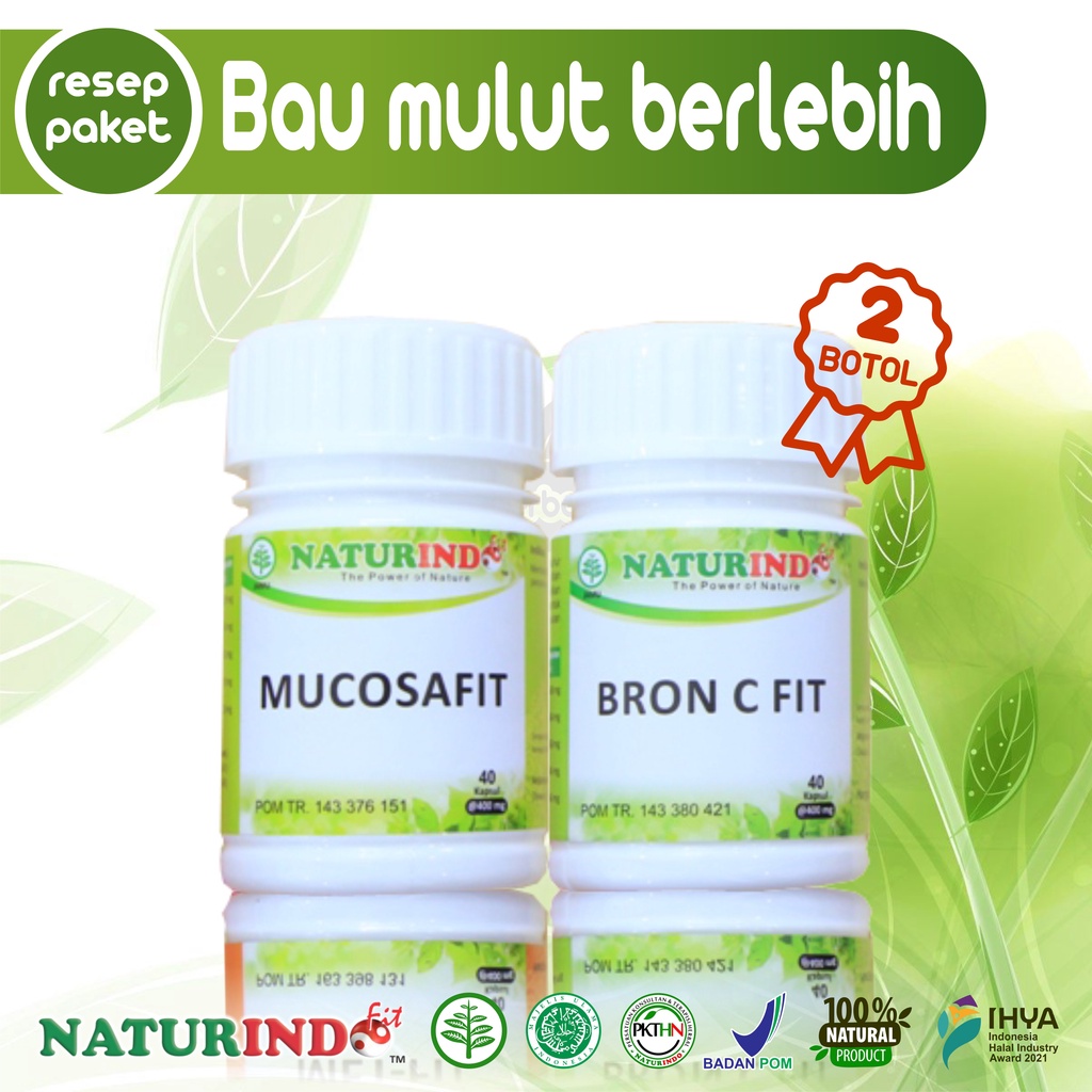 Obat Penghilang Bau Mulut Menahun Nafas Tidak Sedap Bau Sebab Gangguan Pencernaan Asam Lambung Maag Gerd Herbal Mucosafit Naturindo Bpom Halal Mui-Bau Mulut berlebih