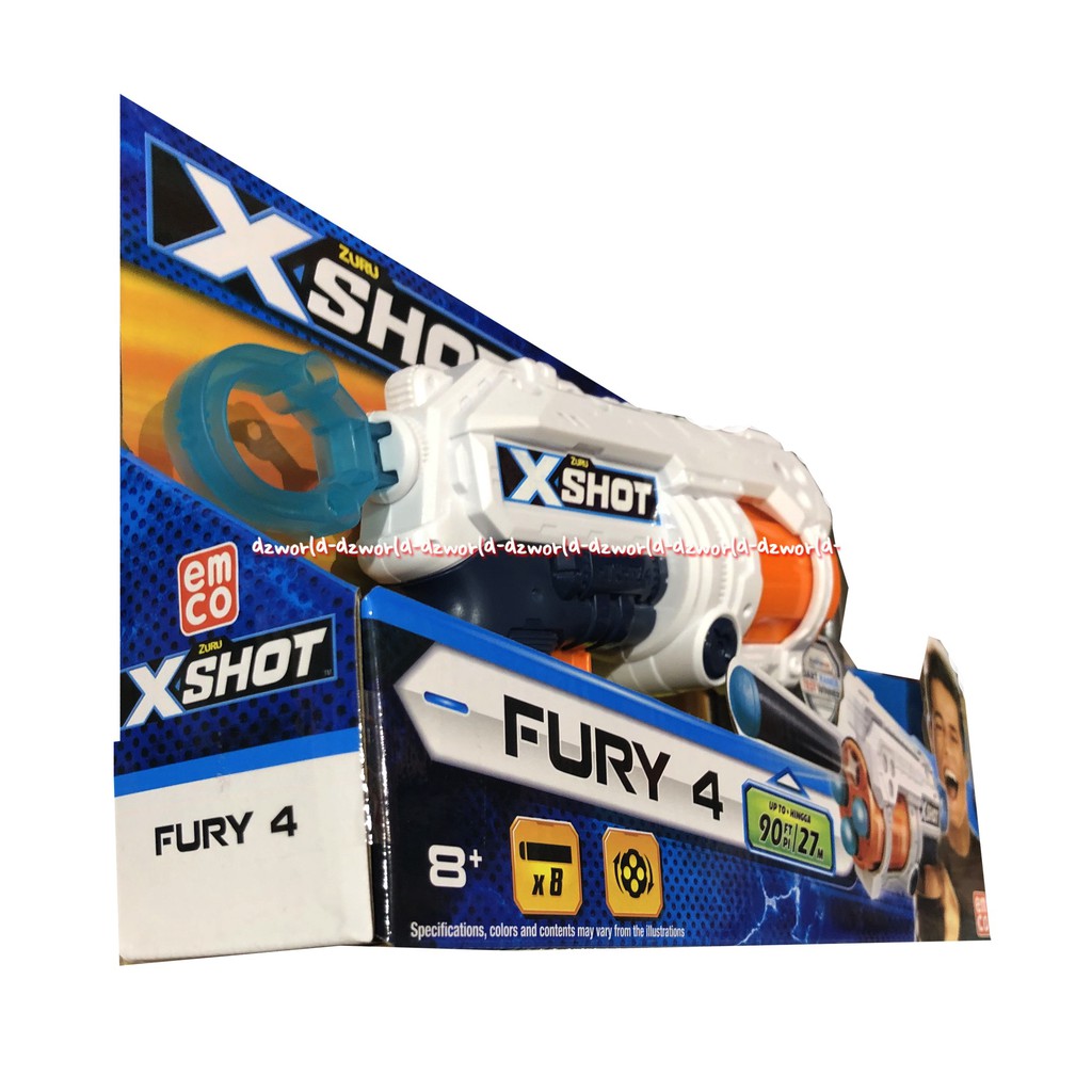 Zuru Xshot Fury 4 Emco Mainan Pistol Gun Warna Putih