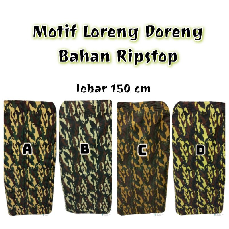 Kain meteran bahan ripstop motif loreng doreng tentara