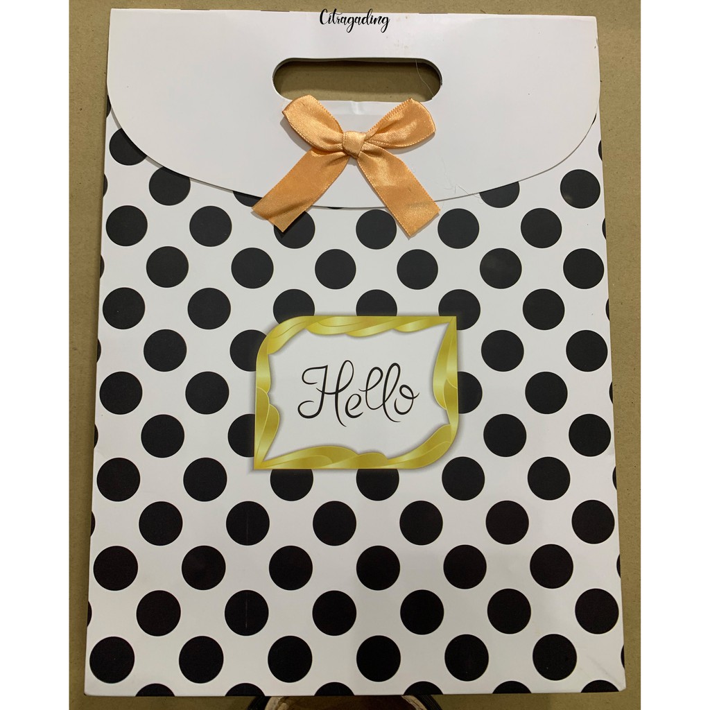 PAPER BAG PITA KANTONG M KERTAS MOTIF POLOS PARCEL BINGKISAN BUNGKUS KEMASAN GOODIE BAG ULANG TAHUN-7