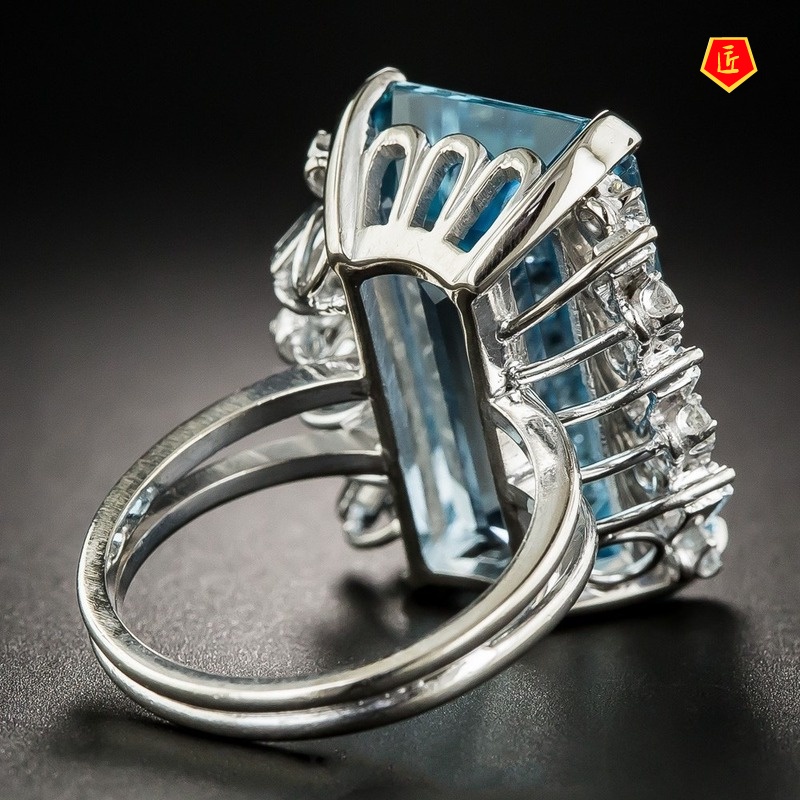 [Ready Stock]Luxury Sapphire Ring Simple Fashion