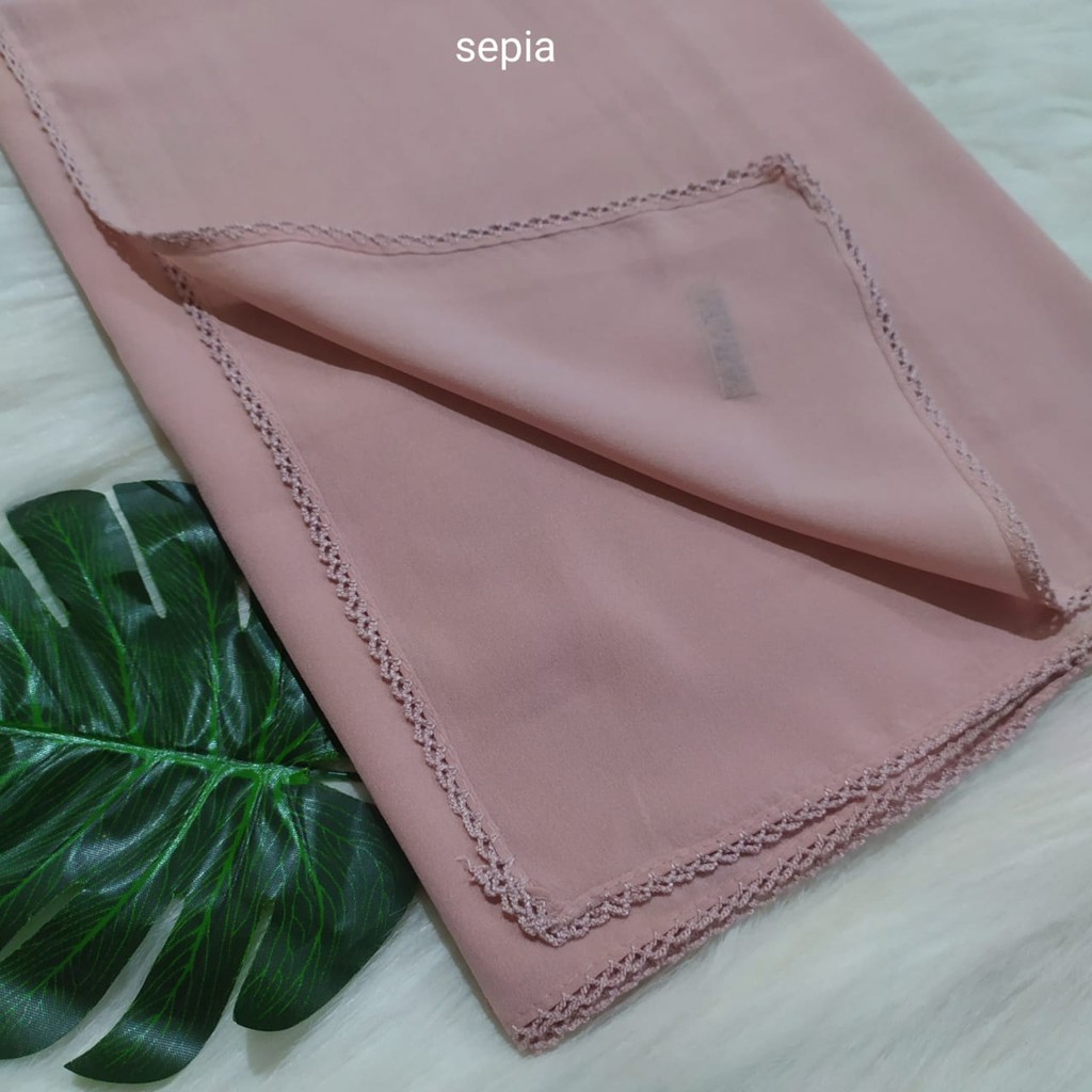 Termurah Pashmina Diamond Lace Picot  / Pasmina Crochet / Pasmina Lace Azara-Sepia