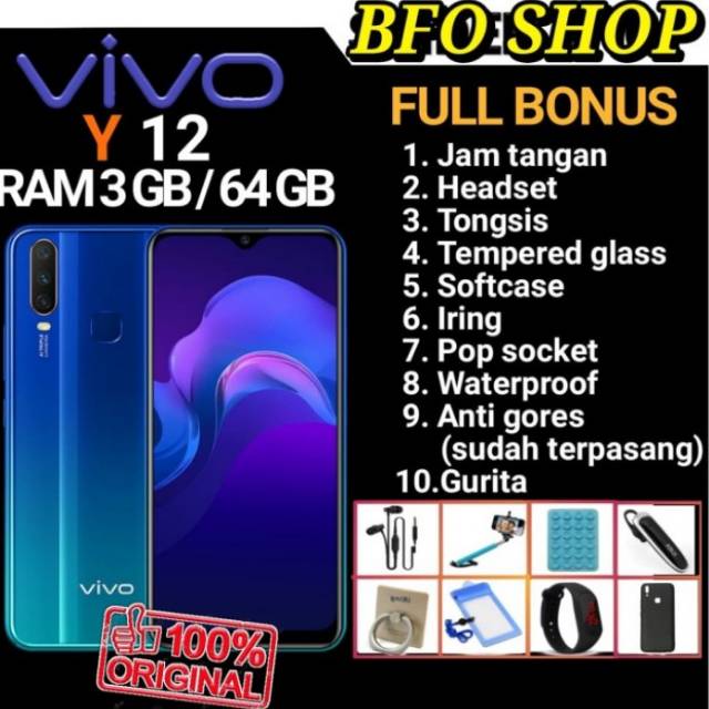 Vivo y12 ram 3/32gb 5000mah
