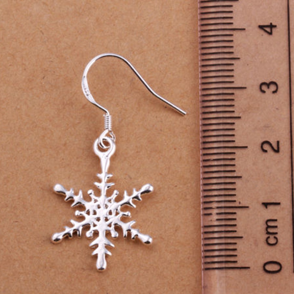 Hu Hu Hu Hu Hu Alat Bantu Pasang Kacamata♡ 1 Pasang Anting Kait Desain Snowflake Bahan 925 Silver Plated Untuk Wanita