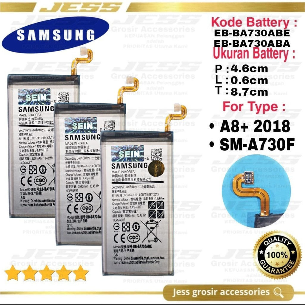 Baterai Battery Samsung Original Galaxy A8+ 2018 &amp; A8 Plus &amp; A730 &amp; A730F &amp; SM-A730F Kode Batre EB-BA730ABA &amp; EB-BA730ABE