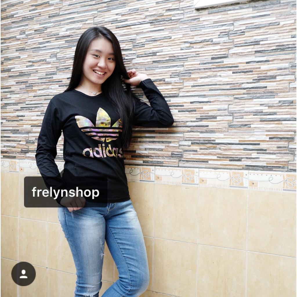 Baju cewek wanita Kaos  Tshirt tumblr tee longsleeve lengan panjang Murah ADIDAS GALAXY hitam Murah