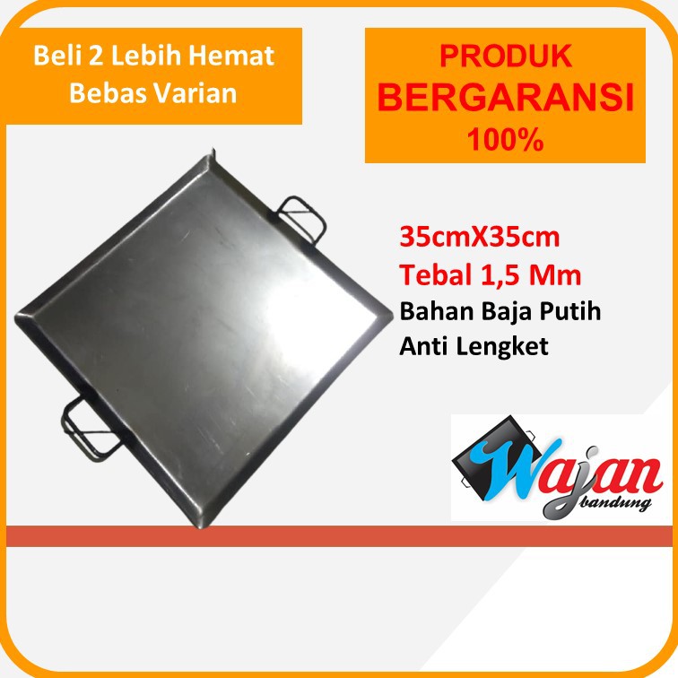 Wajan Datar Anti Lengket Baja Putih Roti Bakar 35x35