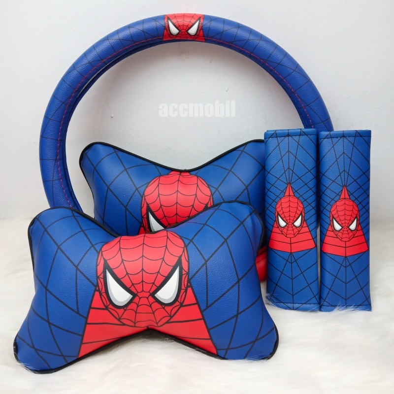 FULLSET Sarung Stir Seatbelt Bantal HERO Batman Transformers Spiderman dkk Monster Energy Leopard