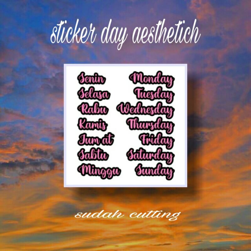 

stiker nama hari aesthetic