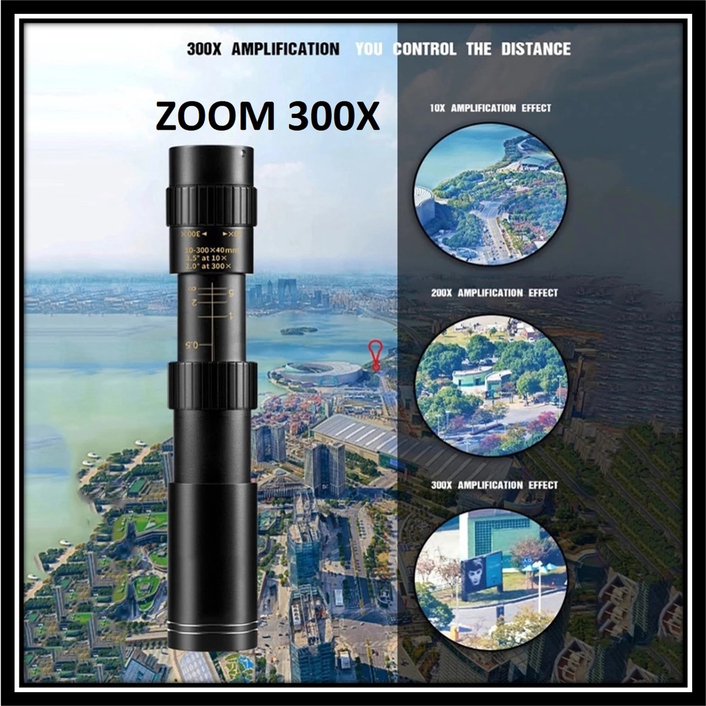 [ZOOM 10X - 300X] Teropong Teleskop Monocular Zoom Telescope Long Range 10-300x 40 Mini Monokular HP