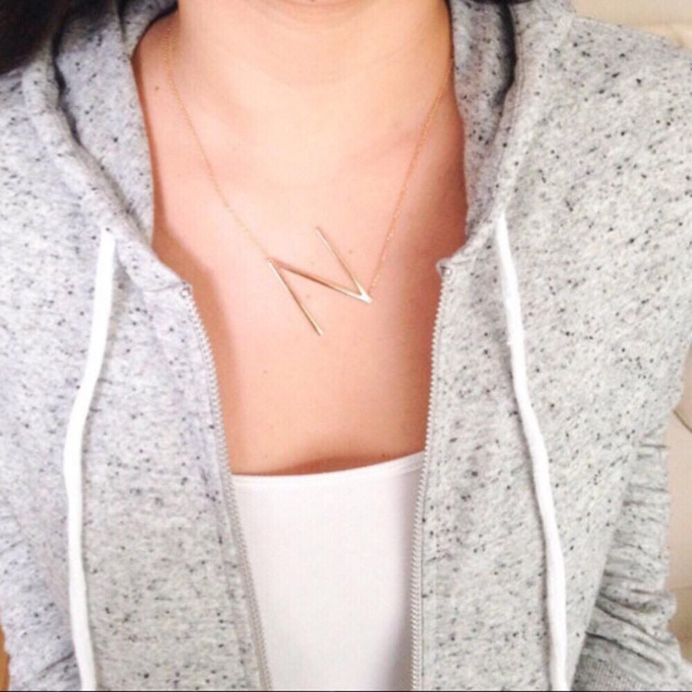 TOKO20 Kalung Rantai Kalung Huruf M - Z Liontin Motif Huruf Bahan Stainless Steel Warna