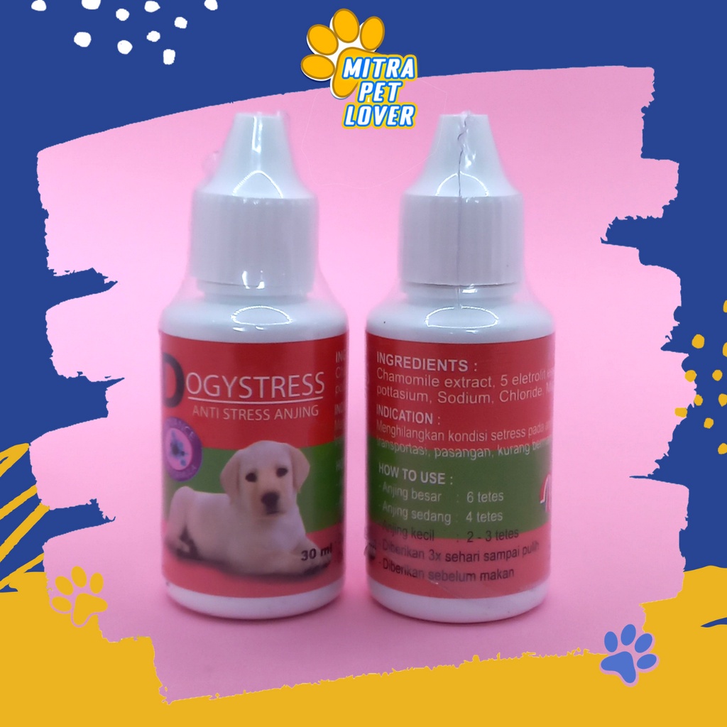 OBAT ANTI STRESS ANJING - DOGYSTRESS DROP 30 ML - AMAN UNTUK ANJING DOGY PUPPIES SAKIT STRES KURANG BERMAIN - MURAH GARANSI KUALITAS ASLI ORIGINAL - PET ANIMAL HEALTHCARE VETERINARY TAMASINDO KESEHATAN  VITAMIN HEWAN BINATANG PELIHARAAN MITRAPETLOVER