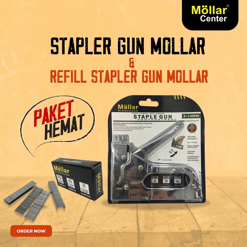 

PAKET MOLLAR 3 WAY STAPLE GUN & MLR REFILL ISI STAPLES TEMBAK 3 IN 1