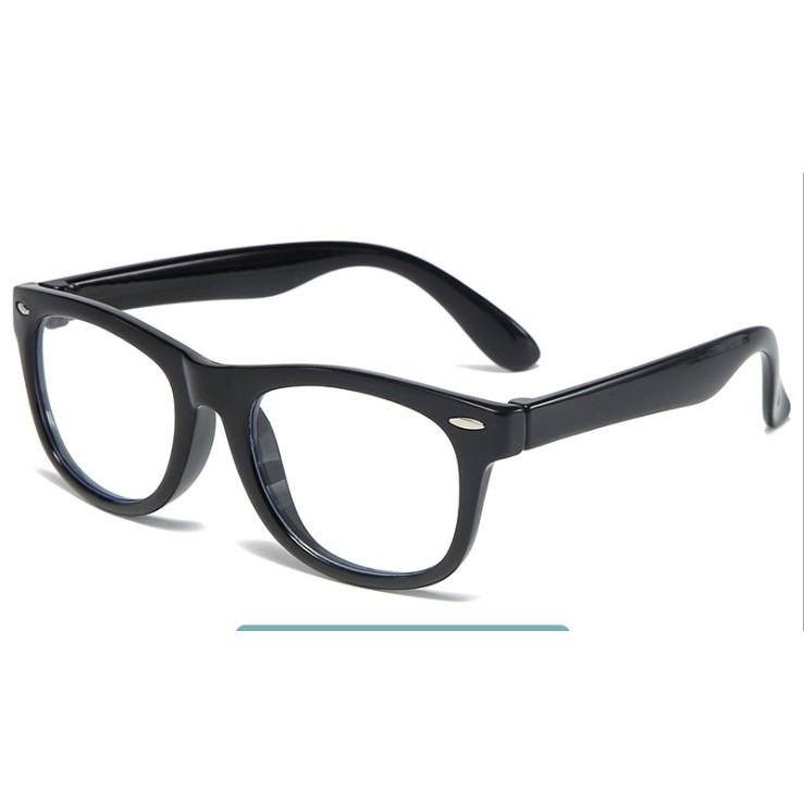 Kacamata Anak Anti Radiasi Blueray Blue Light HP Komputer Bahan Silikon Lentur Laki Laki & Perempuan-1. Hitam Full