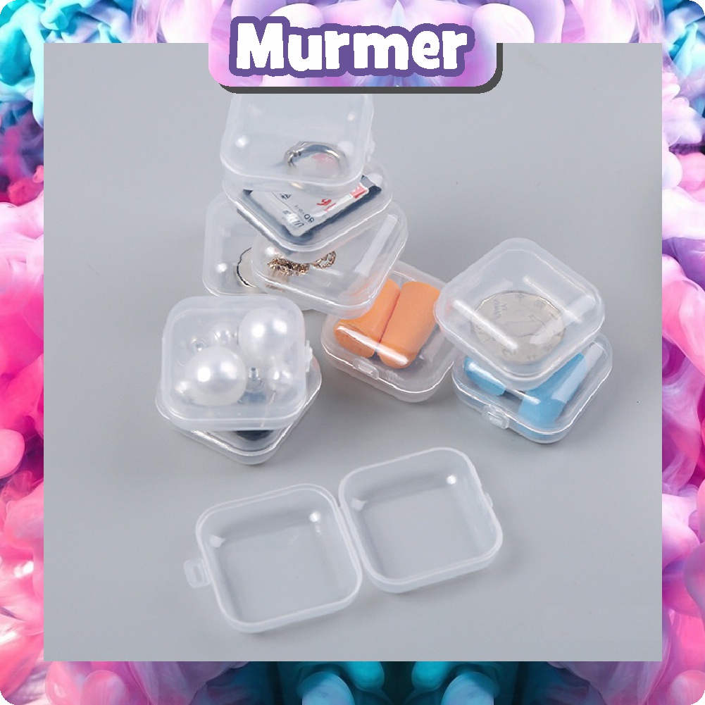 Murmerofficial 1pcs Kotak Penyimpanan Perhiasan Anting Pil Mini Portabel Bahan Plastik Transparan Bentuk Persegi R609