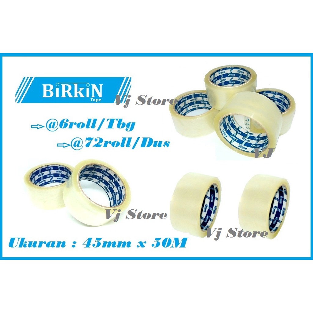 

Lakban Birkin Biru Bening & cokelat