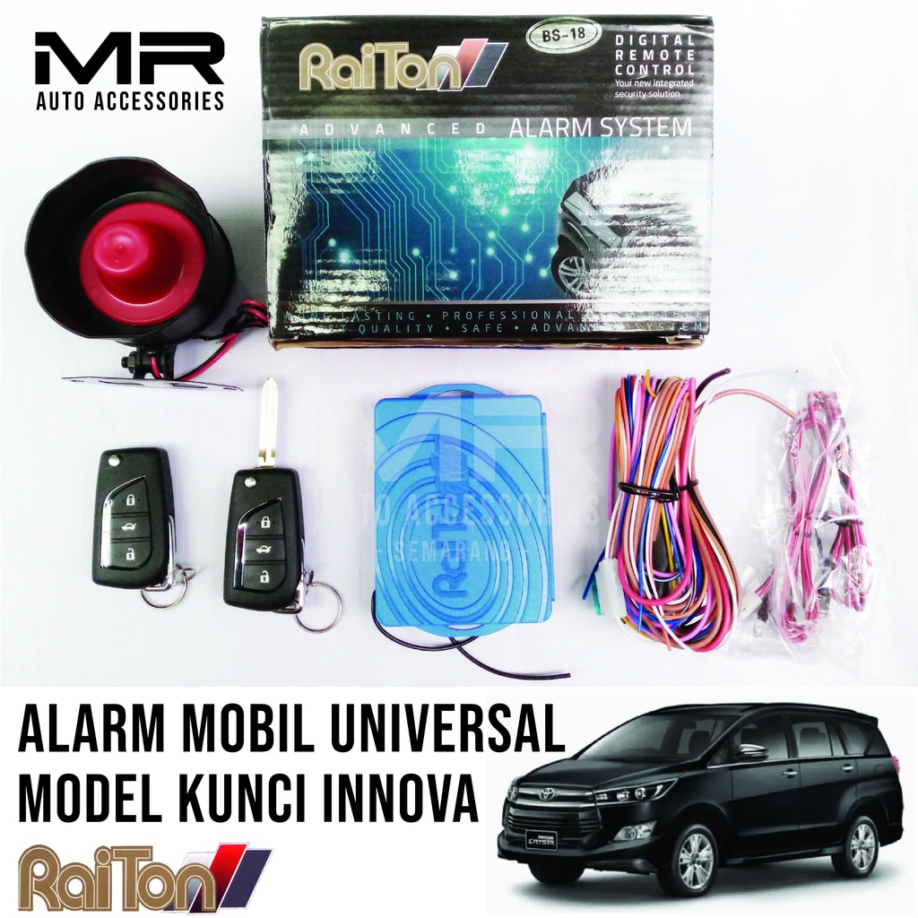 ALARM MOBIL UNIVERSAL RAITON / SISTEM ALARM KEAMANAN MODEL KUNCI AVANZA / INNOVA