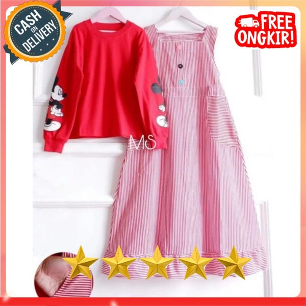 C Set Anak Overall Adiva Setelan abjau anak Perempuan Hijab Muslim Edisi lebaran Idul Fitri