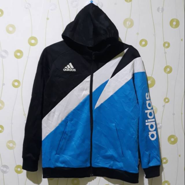 Jaket zip hoodie adidas 3stripe climalite