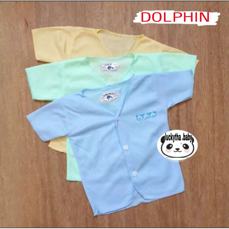 3pc_baju pendek bayi polos 100% cotton dolphin / baju dolphin pendek polos Newborn/ baju bayi pendek