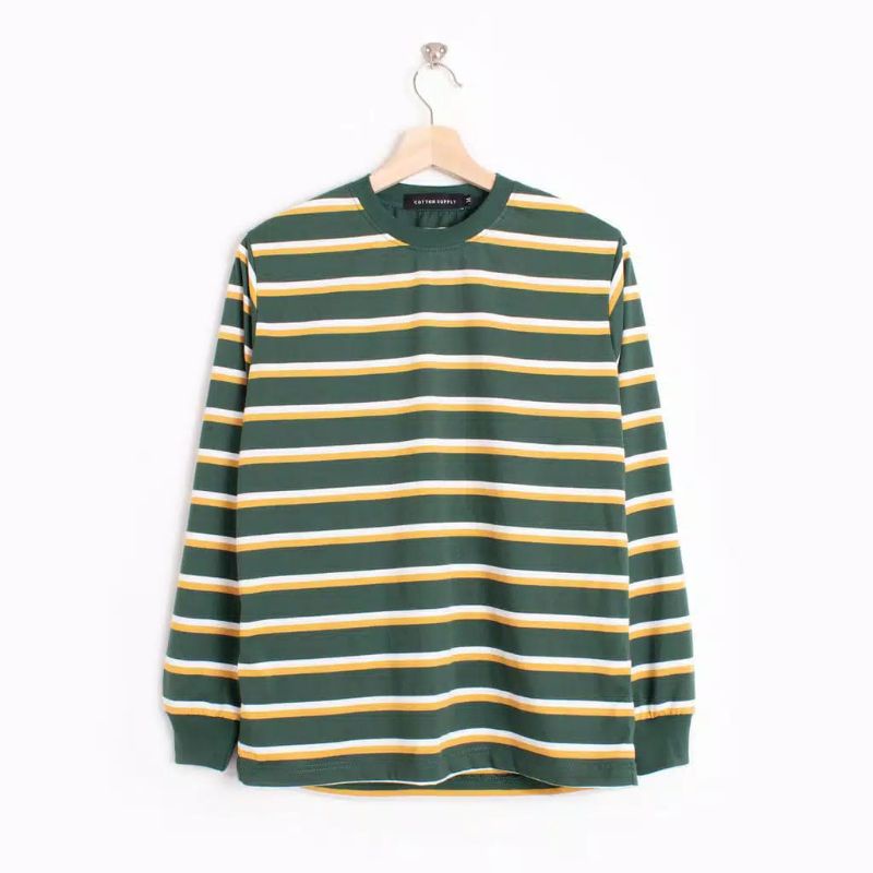 KAOS STRIPE LENGAN PANJANG SALUR BELANG BELANG STRIP CVC KAOS DISTRO