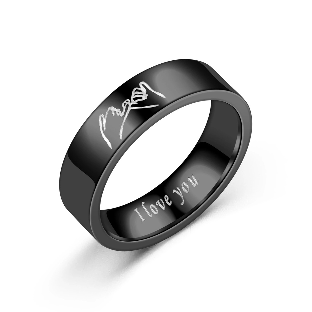 Cincin Pasangan Bahan Titanium Steel Motif Tulisan I Love You Untuk Hadiah Pernikahan