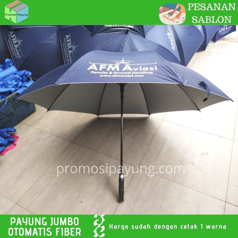 [ payung custom grosir ] payung ukuran besar jumbo golf Fiber Lapis silver sudah sablon 1 warna