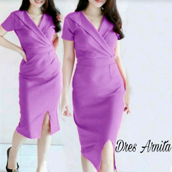 FWG - DRESS ARNITA MINI / DRESS MOSCREPE / DRESS WANITA / DRESS KOREA