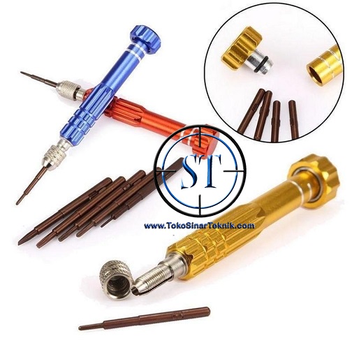 Obeng Set 5 in 1 Alat Reparasi Service Hp Handphone Multifunction Magnetic Screwdriver Laptop, PC, HP, Jam Tangan 5in1