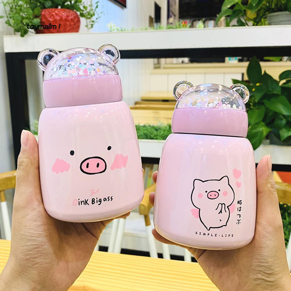 Tyml Botol Minum Portable 300ml Motif Babi Lucu Untuk Outdoor