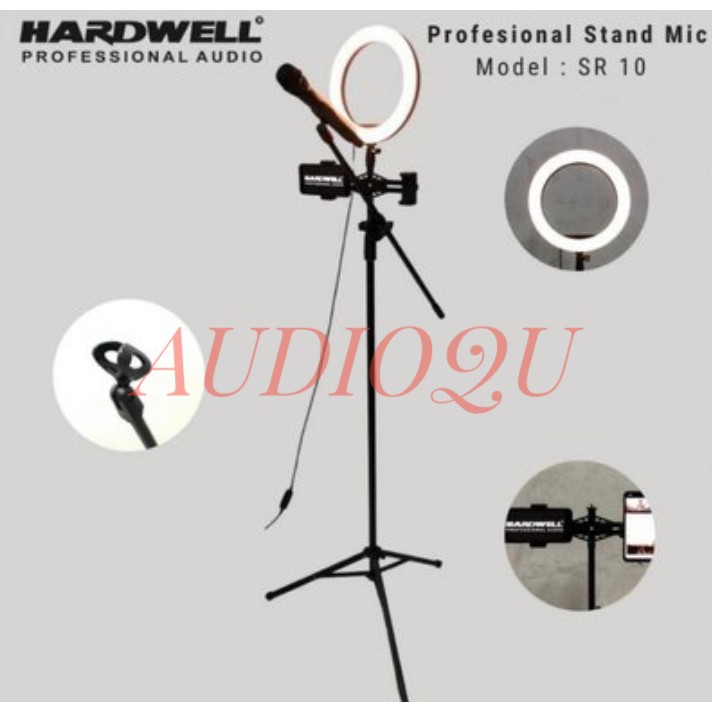 STAND MIC HARDWELL SR10/SR 10 STAND LAMPU LIVE STREAMING SELFIE