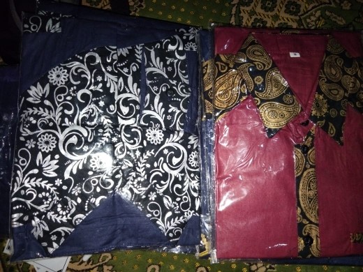 Kemeja Batik Pria Kombinasi Batik Prada Kerah Shanghai / Baju Batik Pria Murah Katun Polos