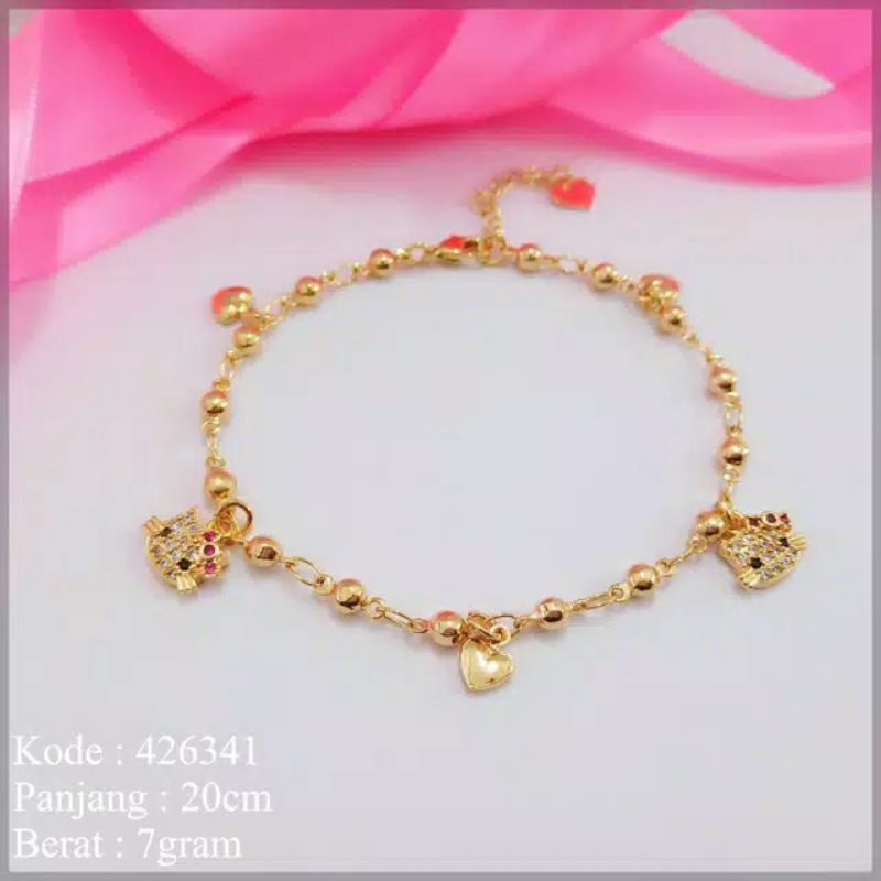 GELANG XUPING HELLO KITTY / GELANG DEWASA / GELANG WANITA LAPIS EMAS 24K / FASHION JEWELRY