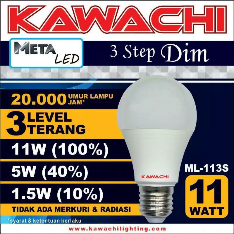 Lampu Led Click And Dim kawachi 11 Watt - Putih