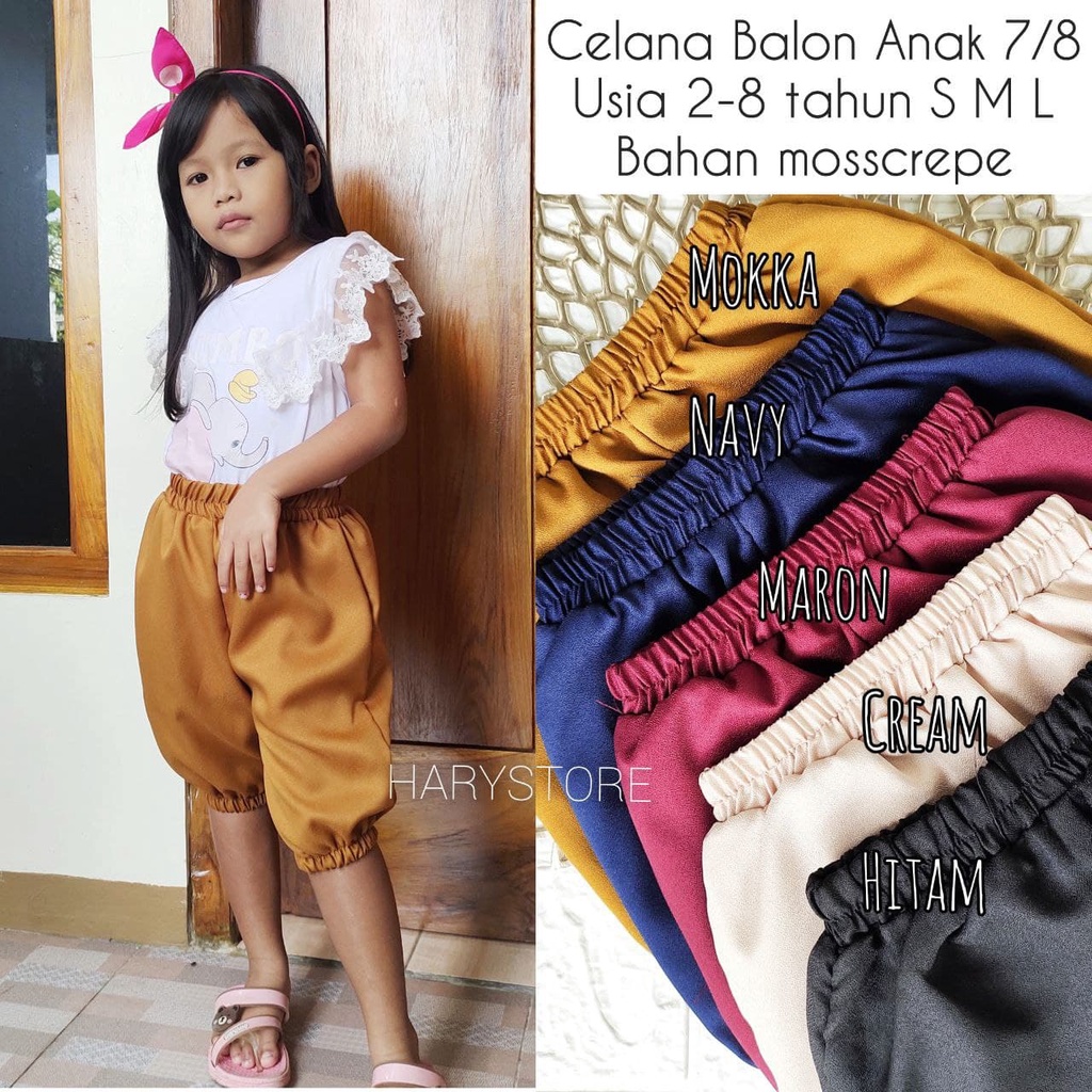 MAC 05- Celana pendek balon anak 7/8 lucu 2-7 tahun / balita batita / PAUD / TK selutut