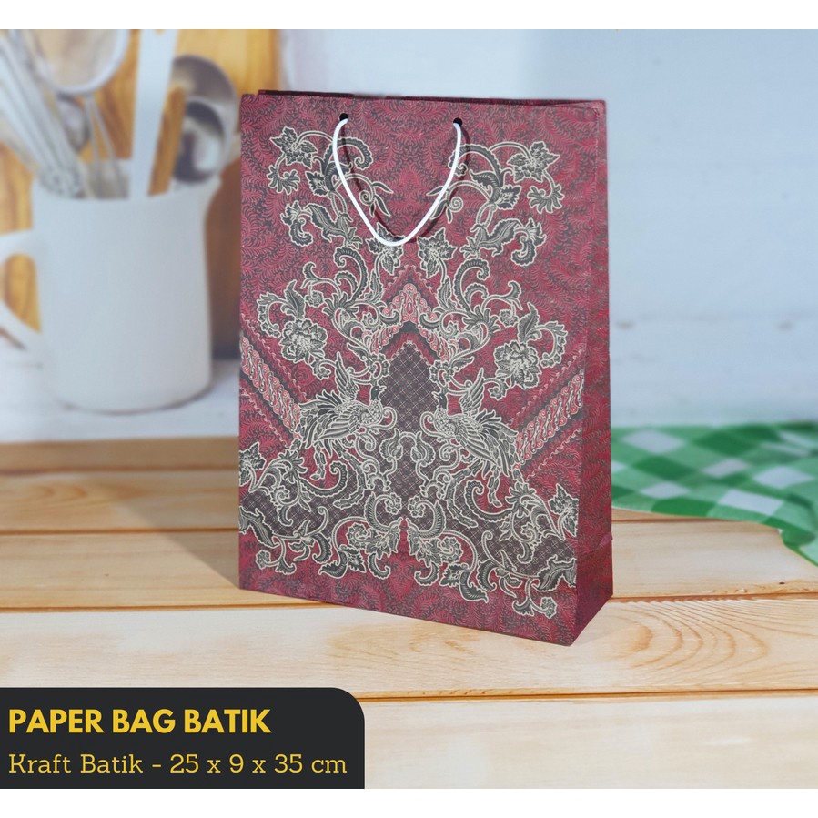 

Kantong Tas Kertas Shopping Paper Bag Kraft Batik 25 x 9 x 35 cm