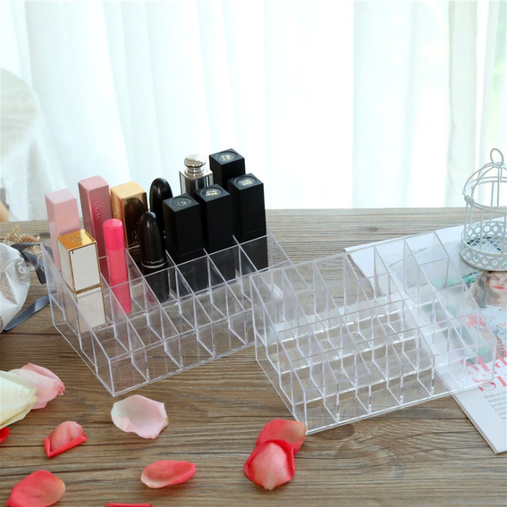 Rak Lipstik Organizer Akrilik Kotak Penyimpanan Lipstick Make Up Organizer Kosmetik