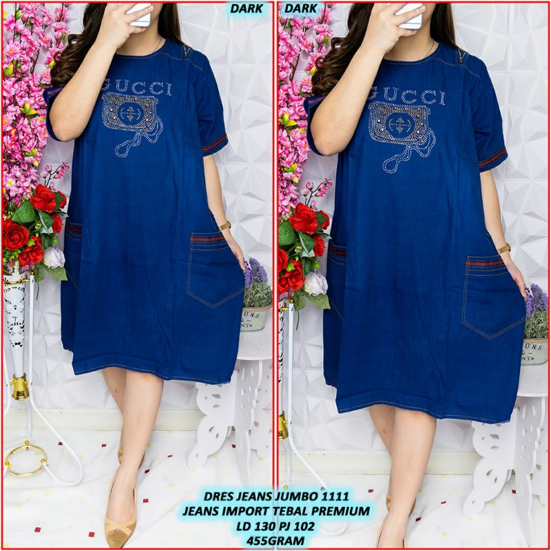 Jumbo Dress jeans wanita/dress jeans murah/dress kekinian/