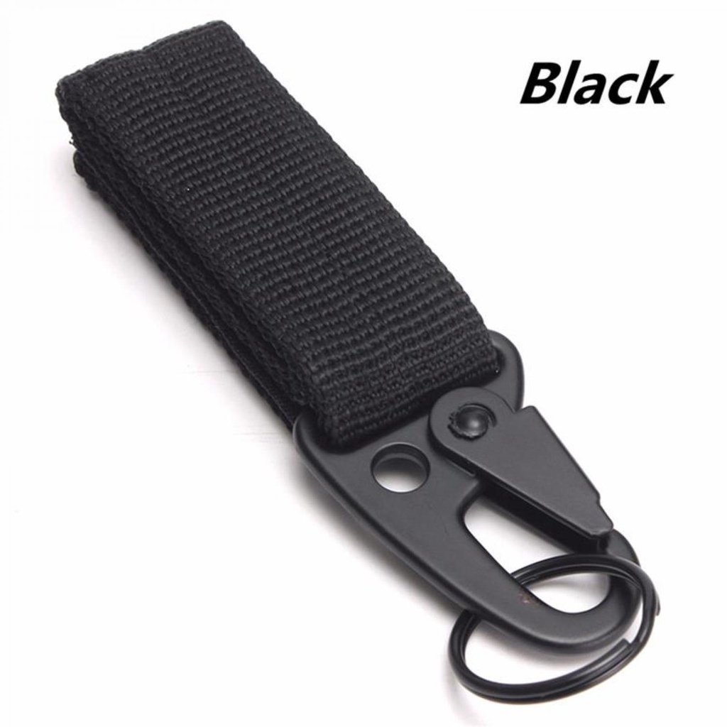 Carabiner Gantungan Kunci Military Tactical Nylon Belt - Hitam