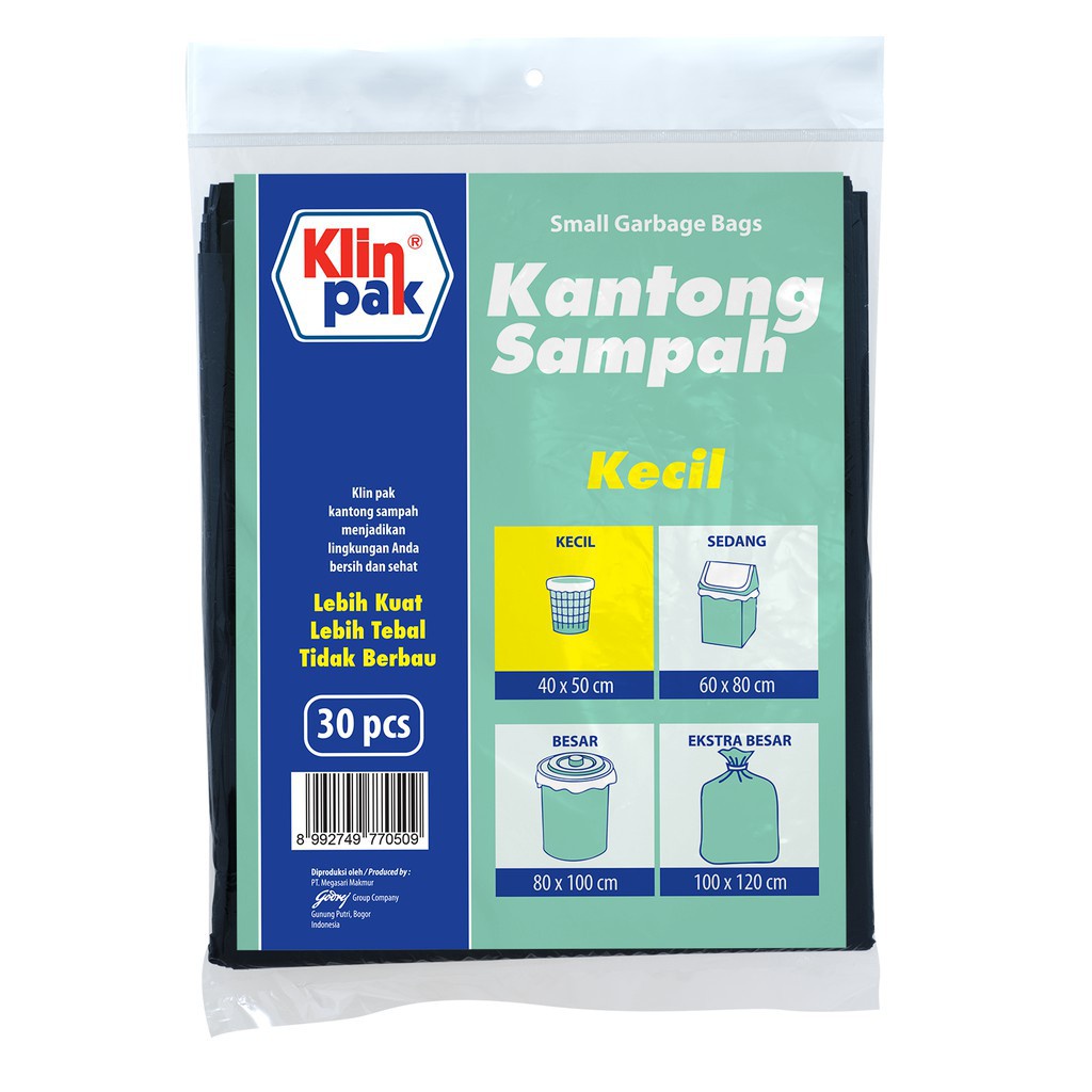 Klinpak Kantong Sampah Kecil 30`s (40x50) barcode 8992749770509