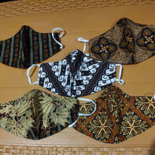 Masker kain 3ply batik campur isi 5