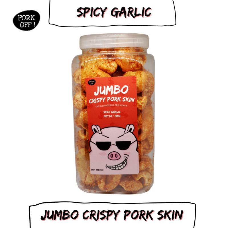 

Kerupuk Kulit Babi Jumbo Spicy Garlic / Jumbo Crispy Pork Skin Spicy Garlic by PORK OFF