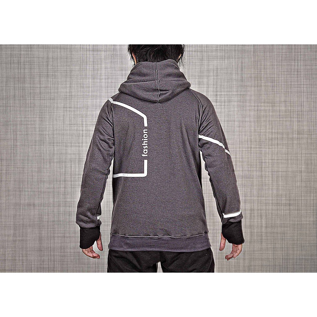 EXCLUSIVE Japan/korean style (SWEATER GREY UNITY HOODIE FINGERLESS AXLE)