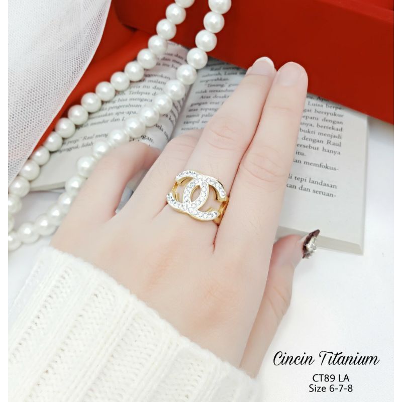 Cincin titanium berlapis emas24k /cincin wanita berlapis emas24k (Cn15)