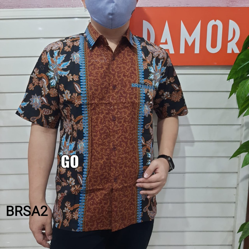 gof BRSA DAMOR (CRESSIDA) KEMEJA BATIK Cowok Pakaian Pria Batik Lengan Pendek