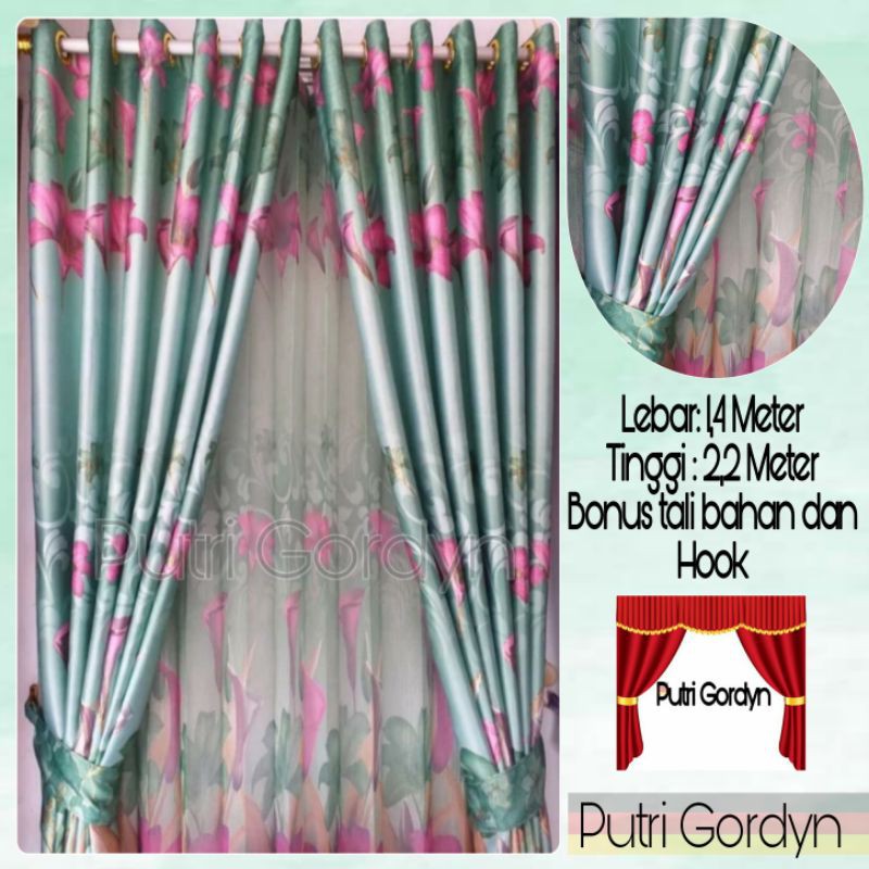 GORDEN MIN PRINTING EMAS  ANGGREK TULIP HIJAU DGN VITRASE