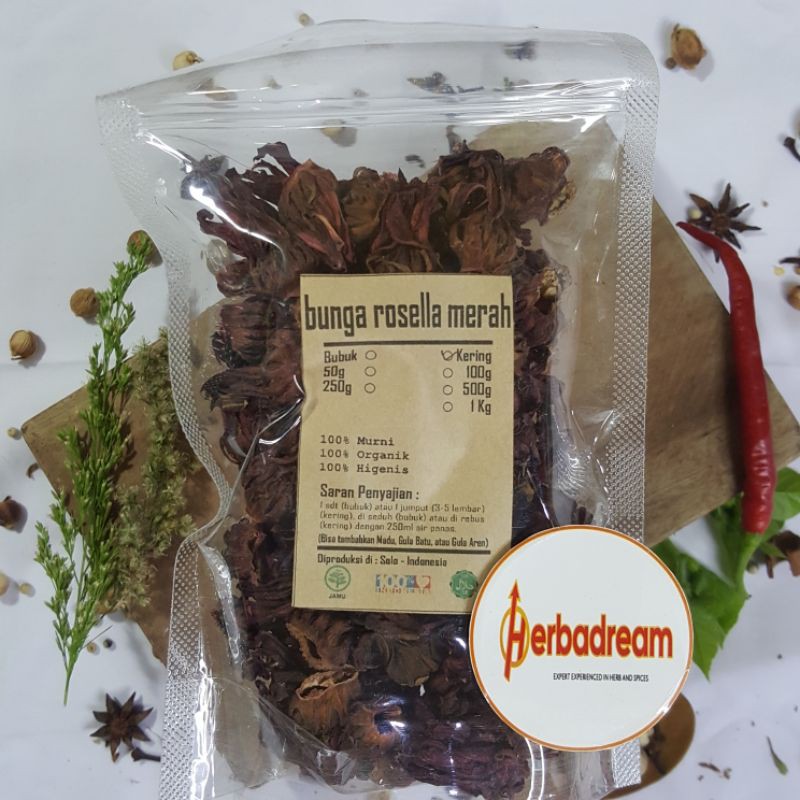 

100 GRAM ROSELA MERAH BROSELLA MERAH RED ROSELLE HIBISCUS SABDARIFFA HONG MEIGUI JIA MERAMBOS FRAMBOZEN SIMPLISIA KERING DRIED