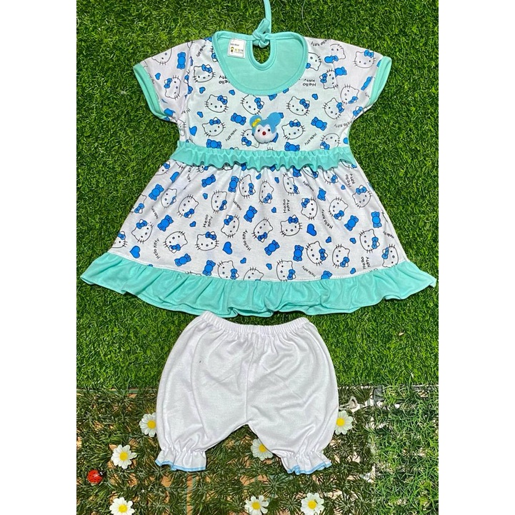 baju anak perempuan dress motif hello kity setelan 3-18bulan