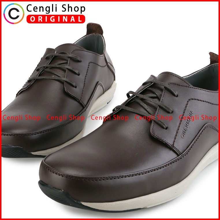 SEPATU OBERMAIN PRIA ORIGINAL SNEAKER CASUAL KULIT COKLAT TERBARU OM01