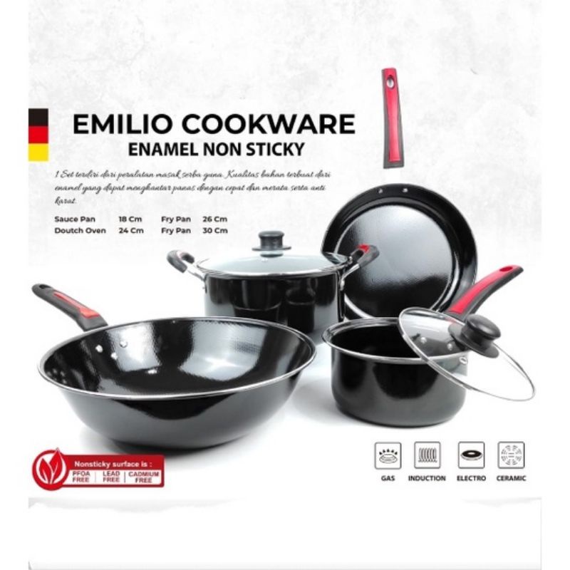 BMW Panci set enamel Emilio/panci soup pot teflon anti lengket